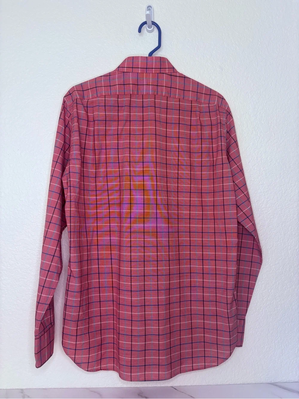 J. Crew Pink Plaid Windowpane Dress Shirt with Navy Checks